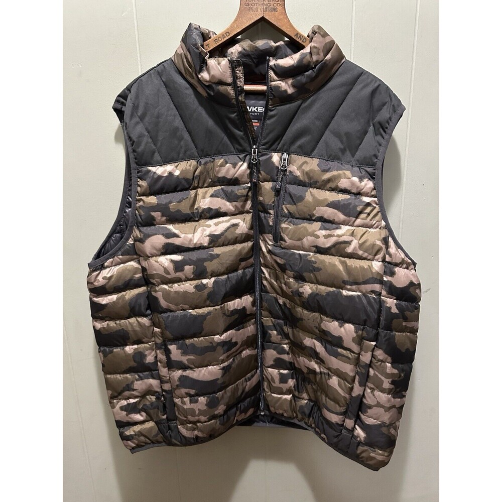 Hawke & Co Duck Down Puffer Vest Men’s XL Camo Performance Full Zip Lightweight